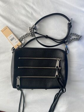 Rebecca Minkoff Black Leather Crossbody with Silver Hardware
